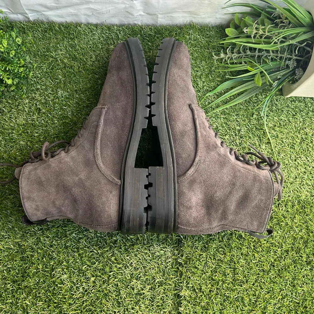 AllSaints Kyle suede lace up boots in charcoal grey $354 men size US 11 gently